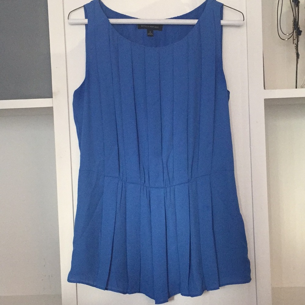 Banana Republic Blue Peplum Pleated Top